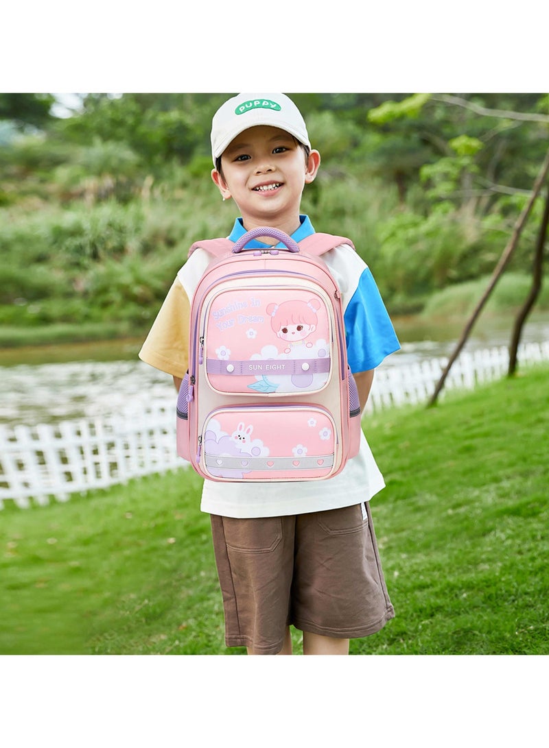 SUN EIGHT Premium 16.5 inches Kids Backpack Light Weight Water Resistant Multifunctional School Daypack for Girls SE22142, Pink - Image 2